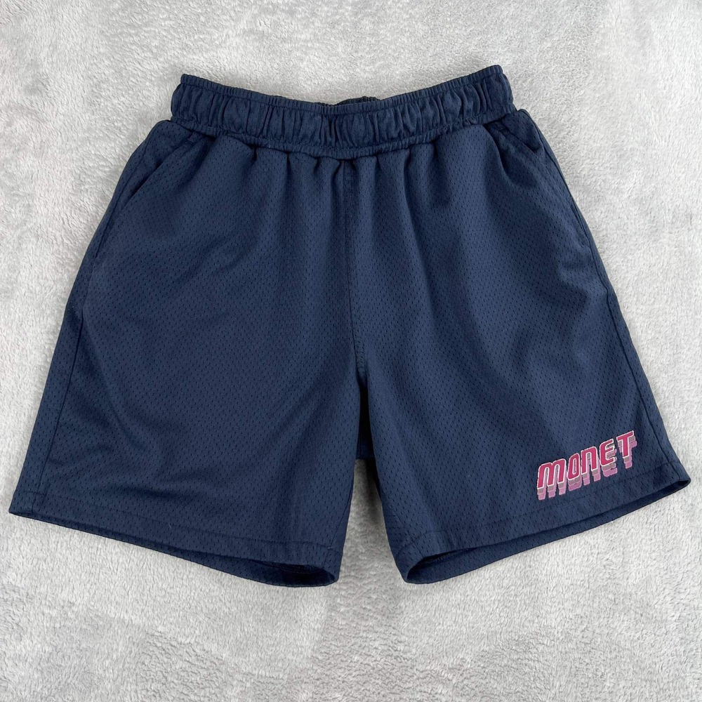 Monet Skateboards Logo Mesh Gym Shorts S Navy Mens Skate Streetwear Basketball